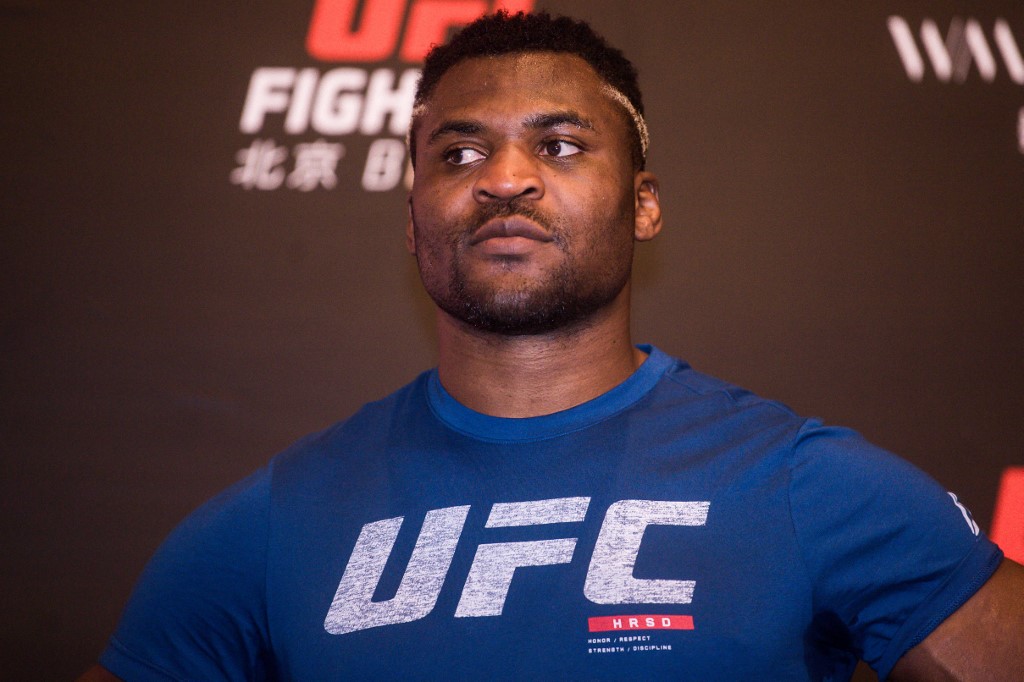 Cameroonian-French mixed martial artist Francis Ngannou attends a press conference for the upcoming UFC Fight Night against Curtis Blaydes in Beijing, China, 22 September 2018.   